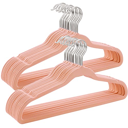 Shop Set of 30 Velvet Hangers, 42 cm Long, Thin and Durable, High Load  Capacity, with 360° Swivel Hooks, for Coats Shirts Suits, Pink , ABS  Plastic, Metal, 43.5 x 0.6 x