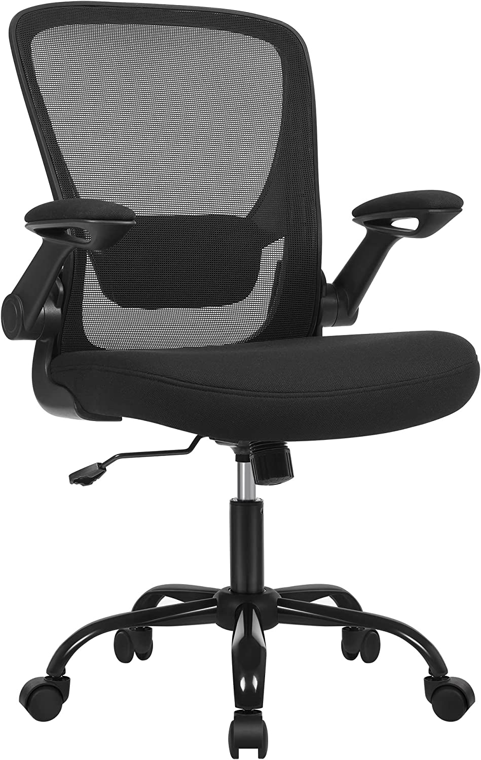 Shop Office Chair, Desk Chair, Mesh Swivel Chair, Ergonomic Computer Chair,  Lumbar Support, Oscillating, Seat 53 cm, Folding Armrests, Black - High  Quality & Great Value