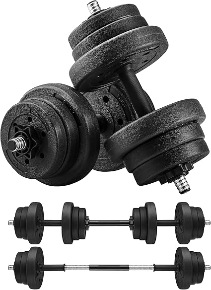 Adjustable Plastic Dumbbell Set with Connecting Steel Tube Dumbbell Set 20 kg 30 kg Workout Fitness Training 1 Pair