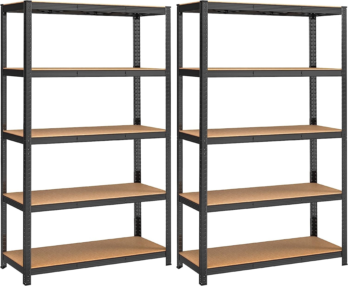 heavy-duty shelving, set of 2, cellar shelving, storage shelving, 60 x 120 x 200 cm, plug-in shelving, each with a load capacity of up to 875 kg and 5 adjustable shelves