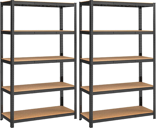 heavy-duty shelving, set of 2, cellar shelving, storage shelving, 60 x 120 x 200 cm, plug-in shelving, each with a load capacity of up to 875 kg and 5 adjustable shelves