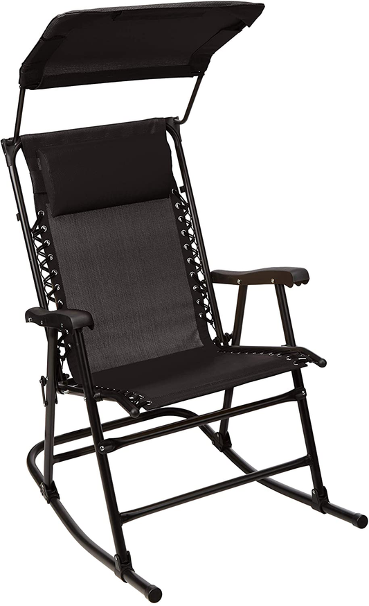 Foldable rocking chair with sun protection - black