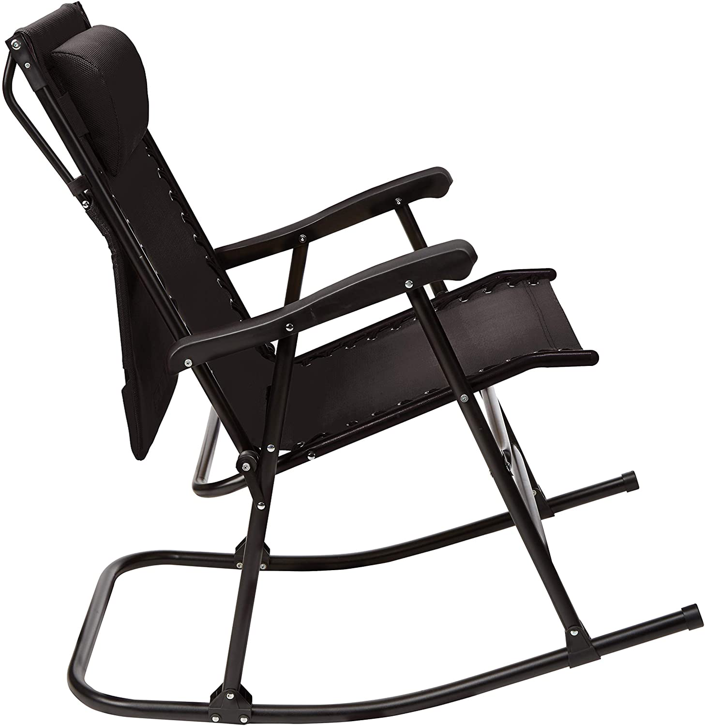 Foldable rocking chair with sun protection - black