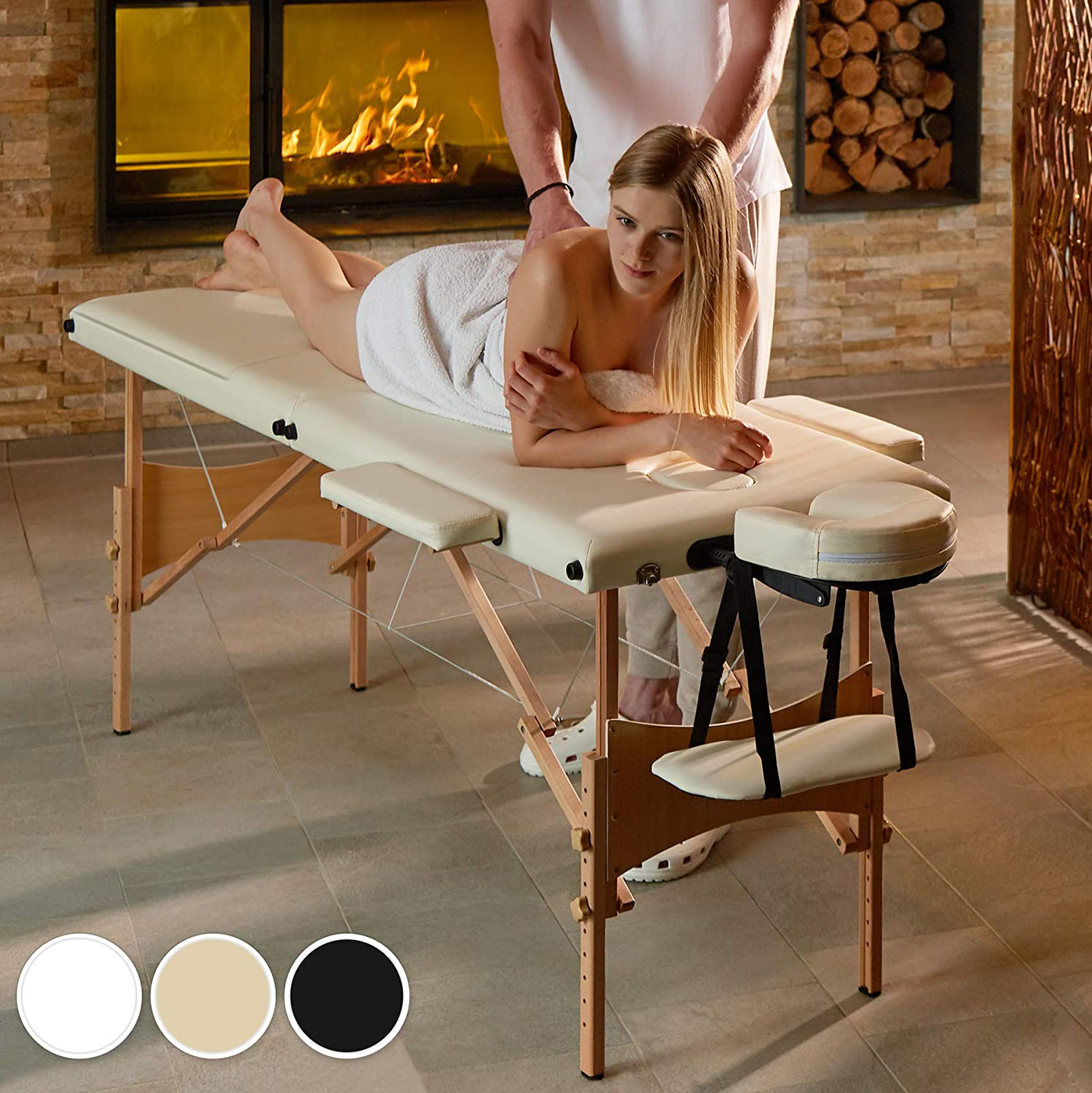 Mobile Massage Table 3 Zones Height-Adjustable Including High-Quality Headrest and Bag Various Colours 