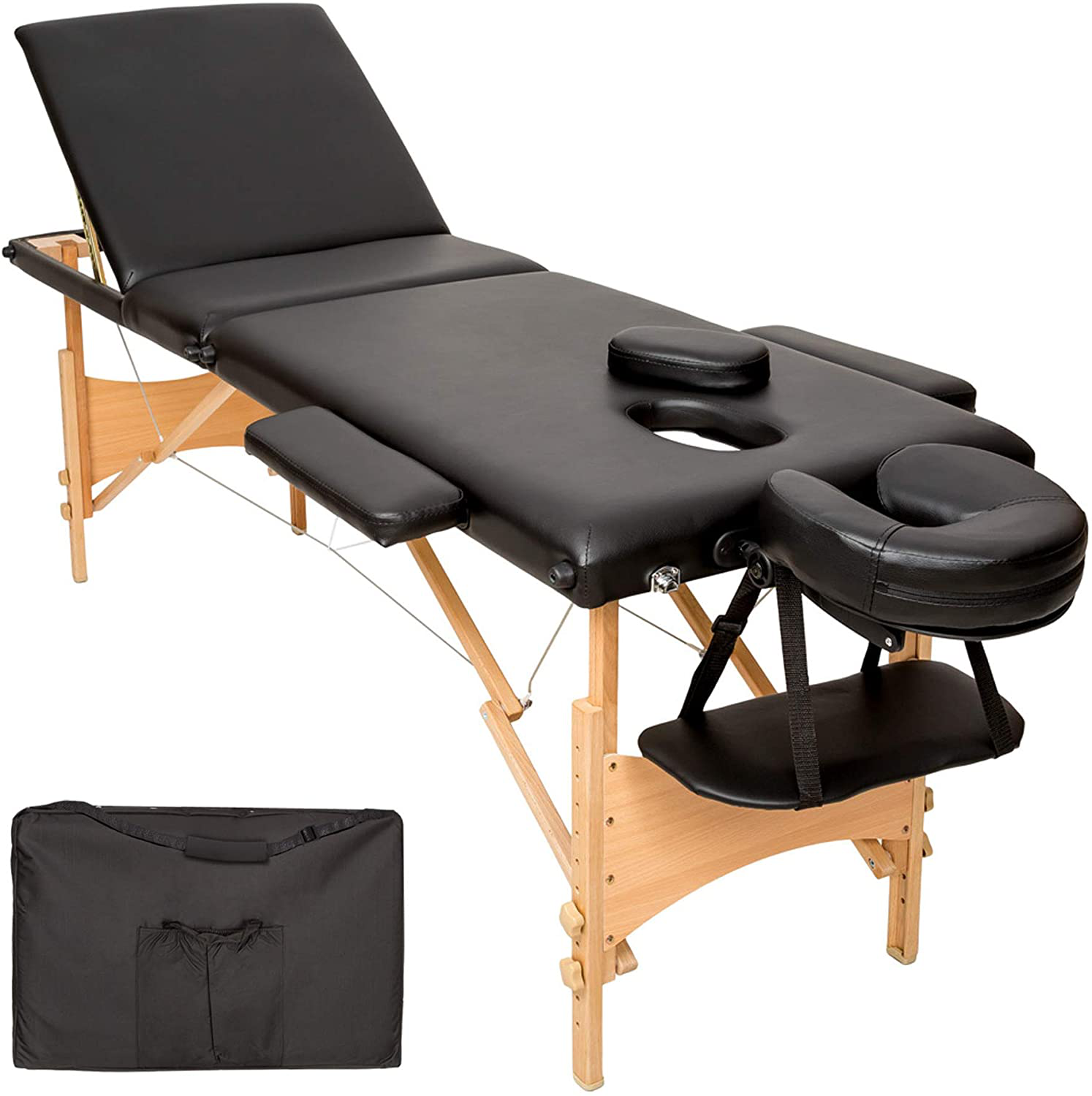 Mobile Massage Table 3 Zones Height-Adjustable Including High-Quality Headrest and Bag Various Colours 