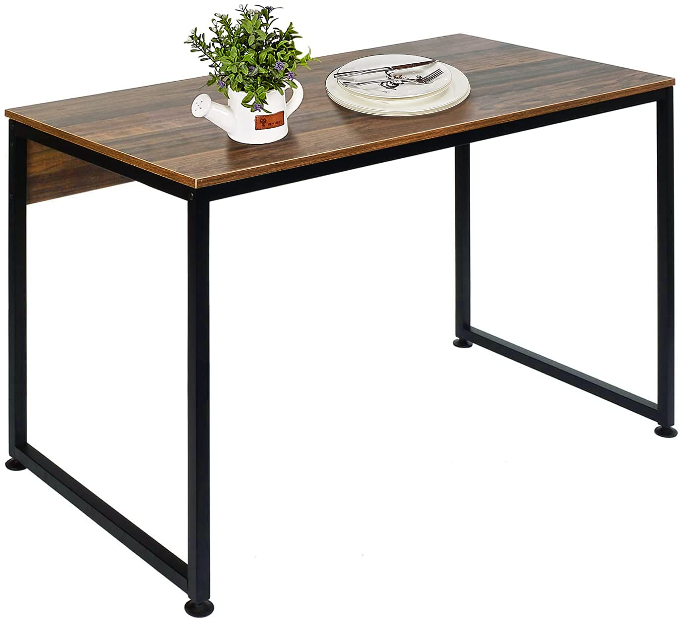 VECELO Computertisch Schreibtisch Arbeitstisch Bürotisch PC Tisch für das Home Office (120x60x75cm，Braun+Guard Plate)