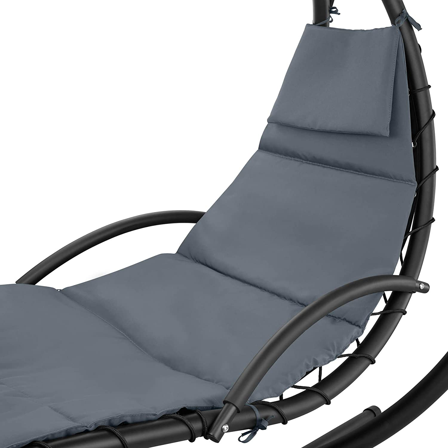 Hanging Lounger with Frame, Floating Lounger with Parasol, Indoor & Outdoor, Includes Cushion with Pillow, for Garden, Patio and Balcony