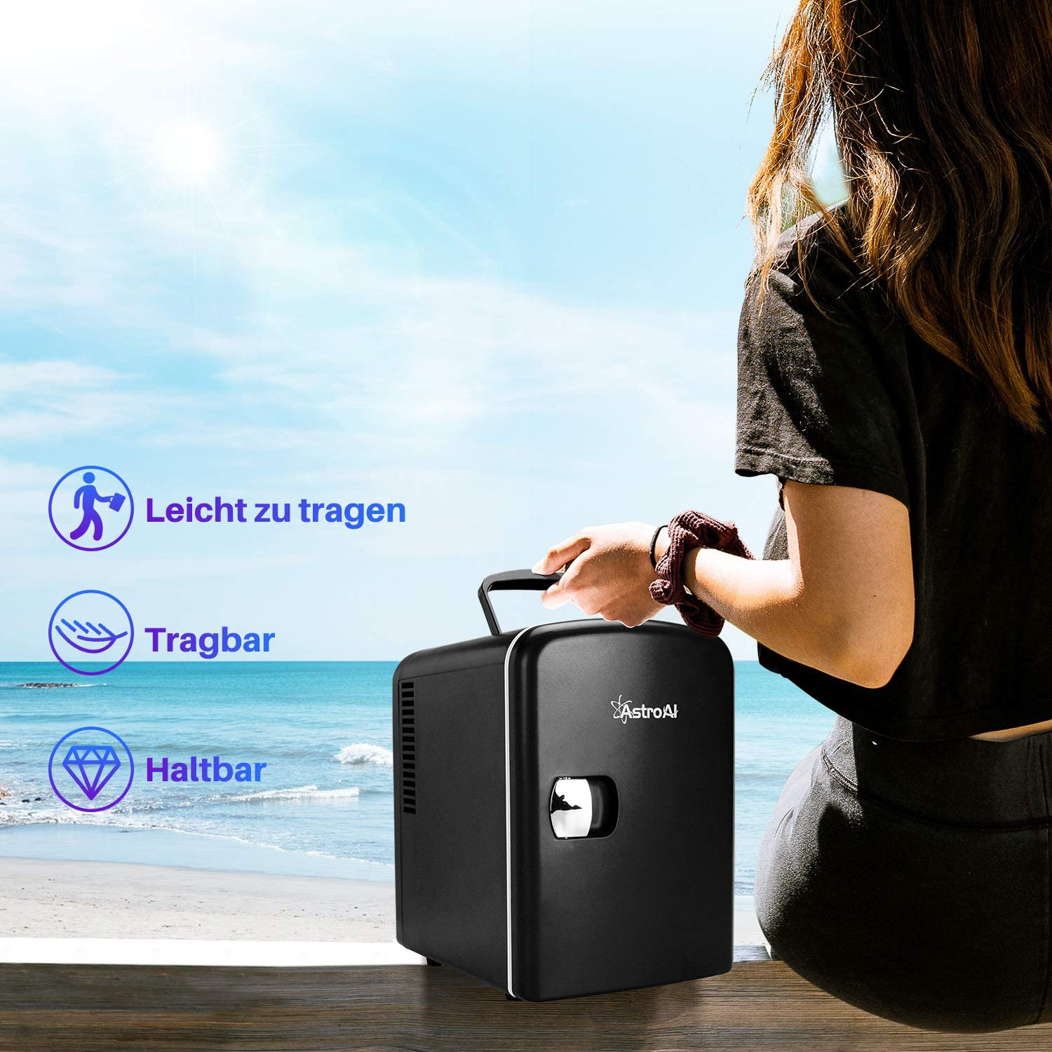 2-in-1 Mini Fridge, 4 Litres, with Cooling and Heating Function, 12 Volts using Cigarette Lighter and 230 Volts Socket for Cars, Offices and Dorms.