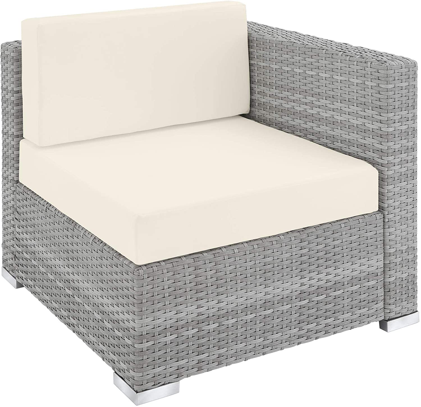 Aluminium Polyrattan Lounge Set with Glass Table, Sofa Table Set, for Garden, Balcony and Patio, Includes Cushions