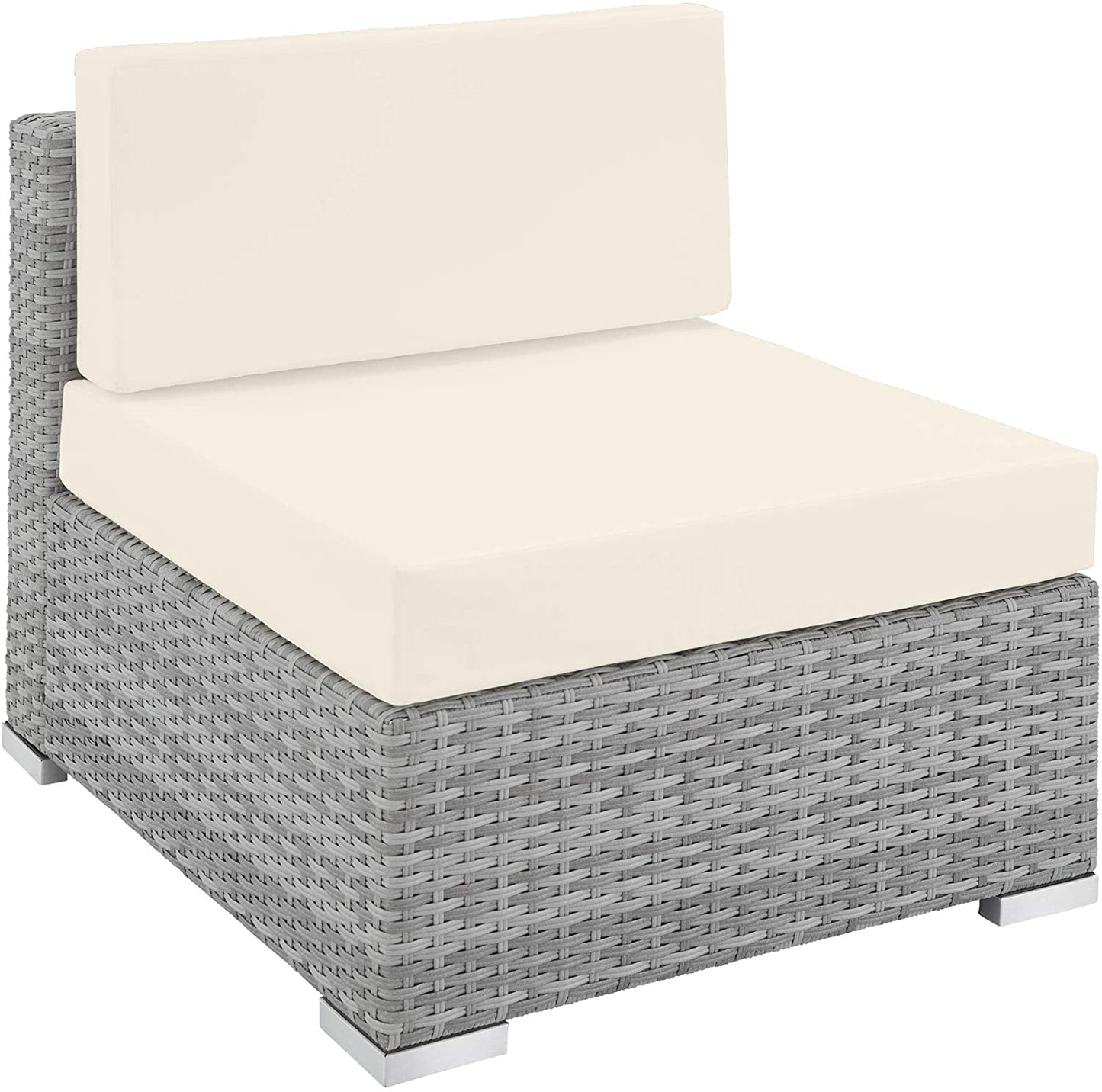 Aluminium Polyrattan Lounge Set with Glass Table, Sofa Table Set, for Garden, Balcony and Patio, Includes Cushions