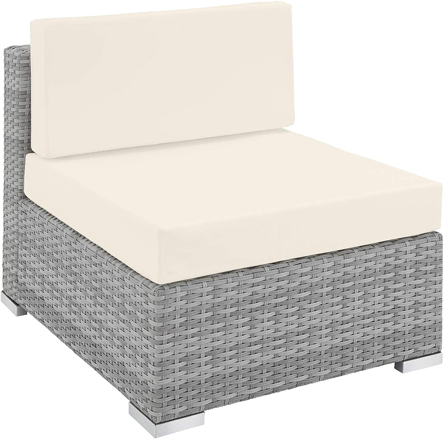 Aluminium Polyrattan Lounge Set with Glass Table, Sofa Table Set, for Garden, Balcony and Patio, Includes Cushions