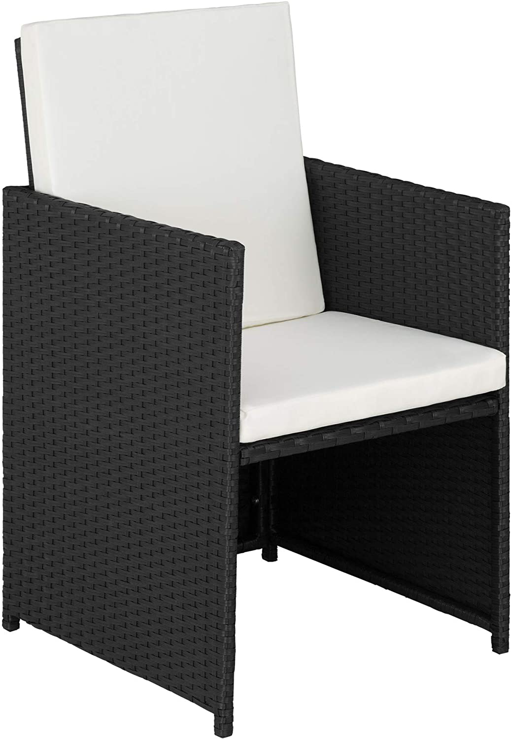  Folding Polyrattan Set for 2 People 2 Chairs and 1 Table with Glass Top