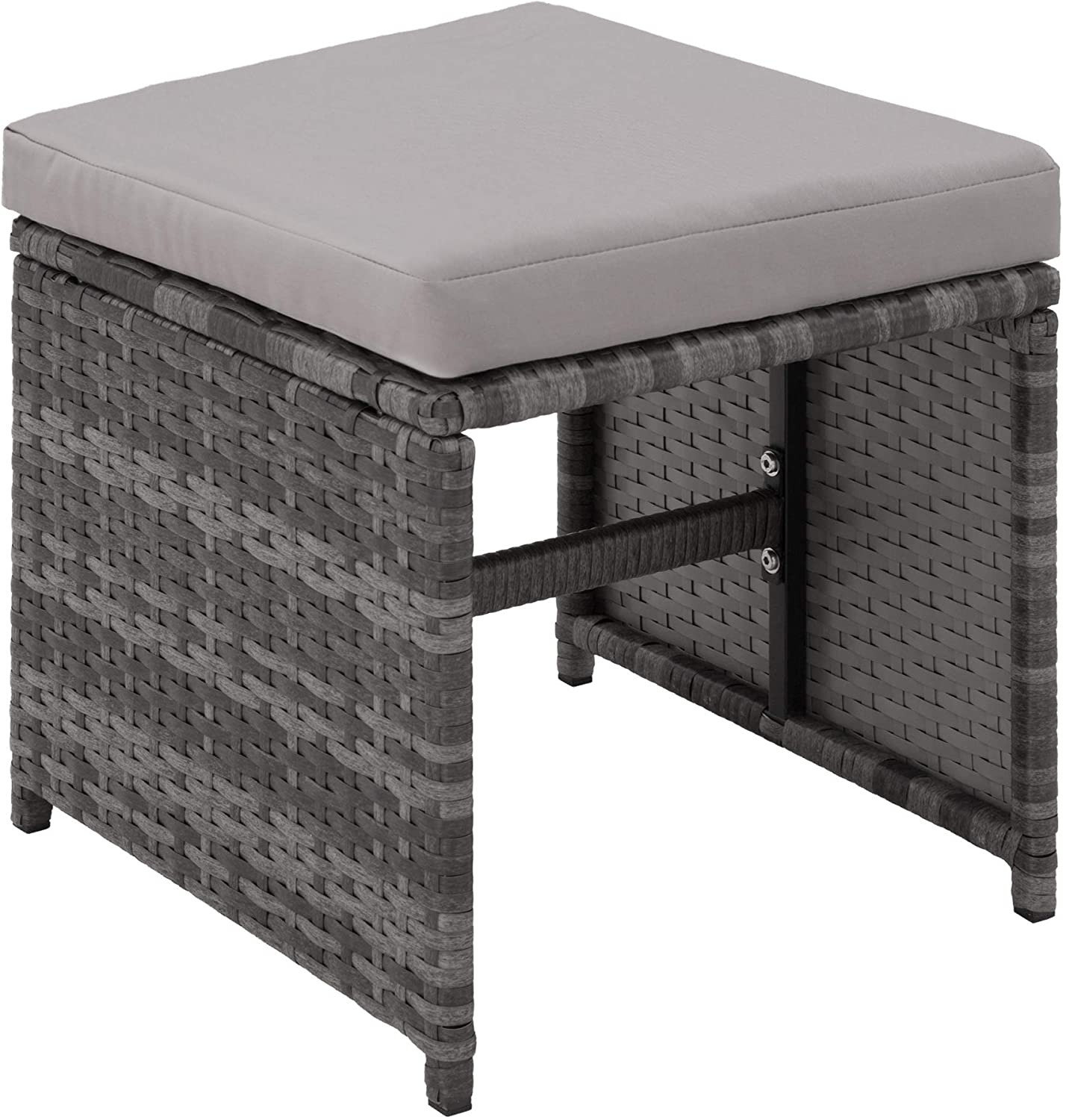 Poly Rattan Cube Set Including Protective Cover and Stainless Steel Screws 4 Chairs 1 Table 4 Stools Various Colours 