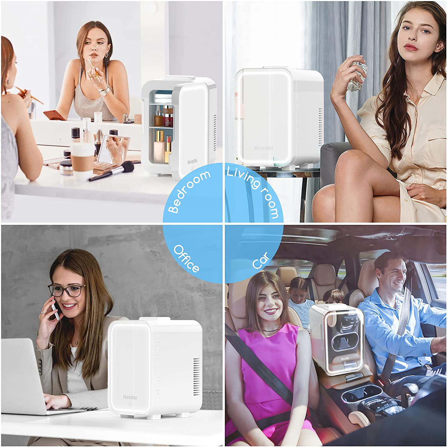 2 in 1 Mini Fridge, 8 Litre Fridge with Cooling and Heating Function, with LED Makeup Mirror, Suitable for Bedroom, Dormitories, Cars, Good Choice for Makeup and Storage of Cosmetics