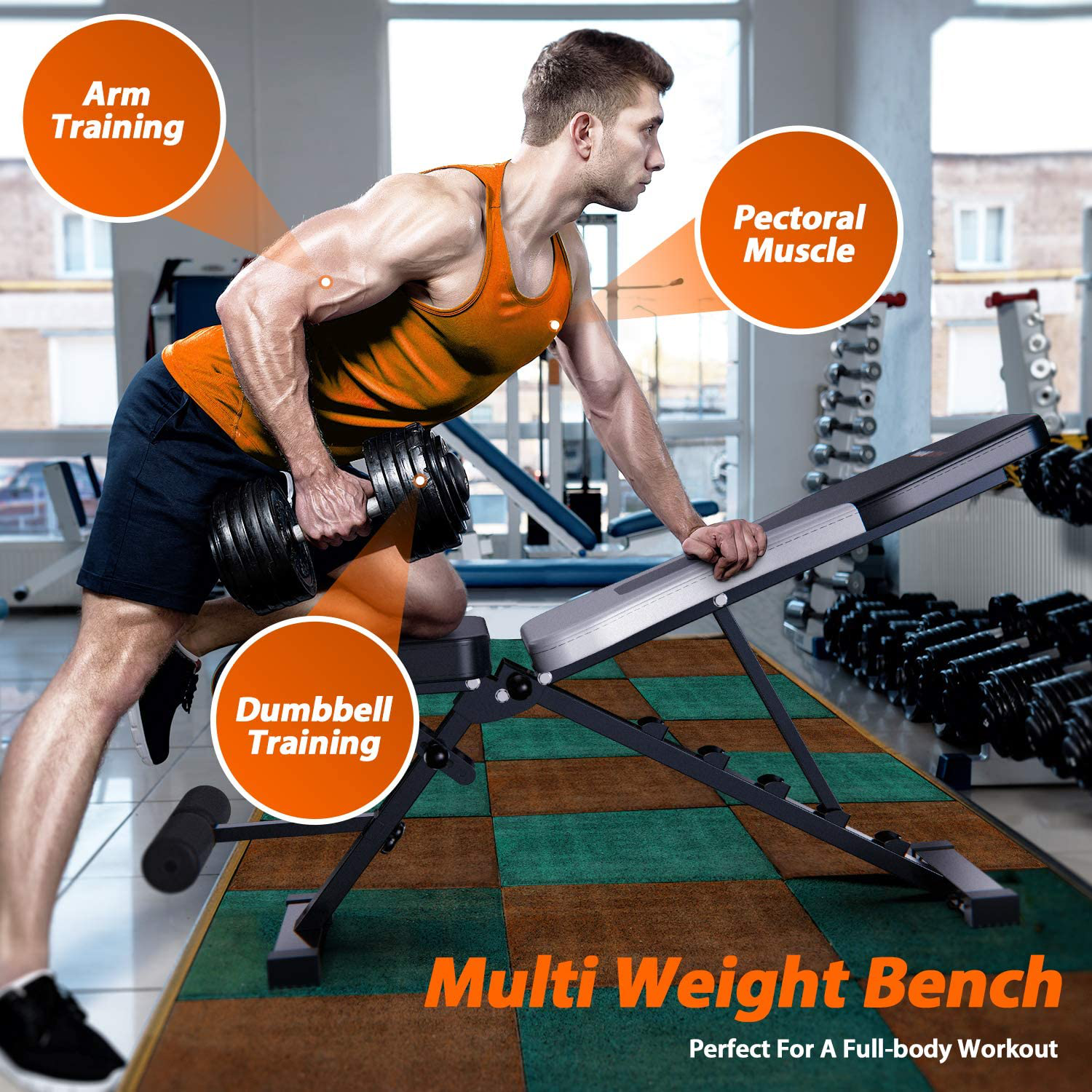 WINNOW Adjustable Weight Bench Foldable Home Exercise Gym Workout Bench Incline Decline Flat Bench Press for Full Body Workout