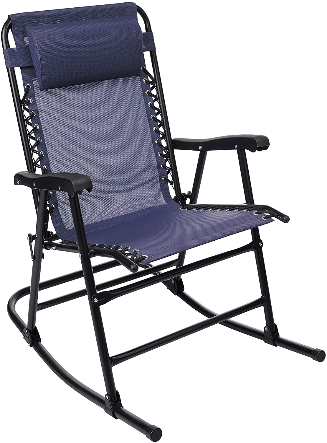 Foldable rocking chair with sun protection - black