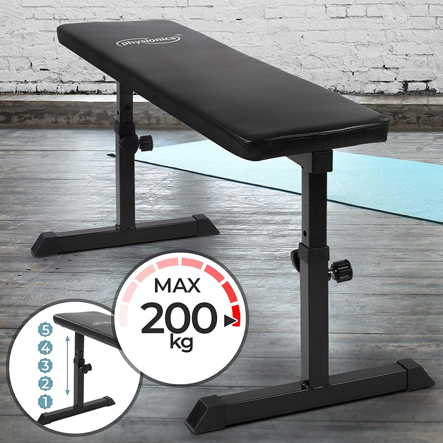 Height-Adjustable Weight Bench Max. User Weight 150 kg