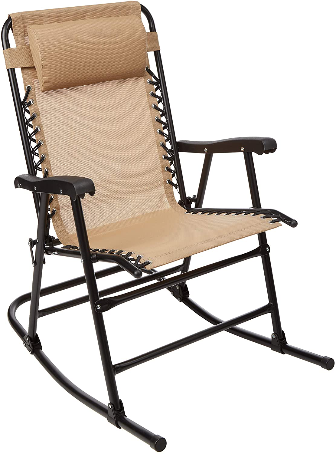 Foldable rocking chair with sun protection - black