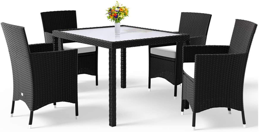 Polyrattan 4+1 seating set, Black