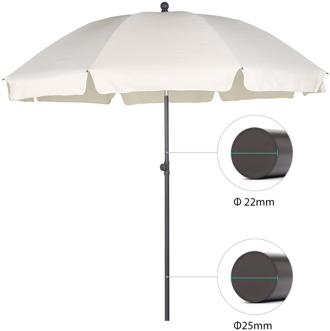 200 cm Parasol, Market Parasol, Garden Shade, Patio Shade, Round Sun Protection, UV25+