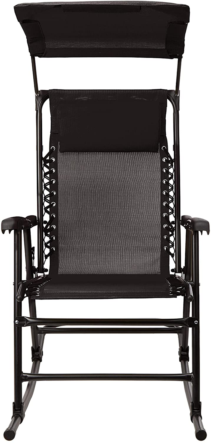 Foldable rocking chair with sun protection - black