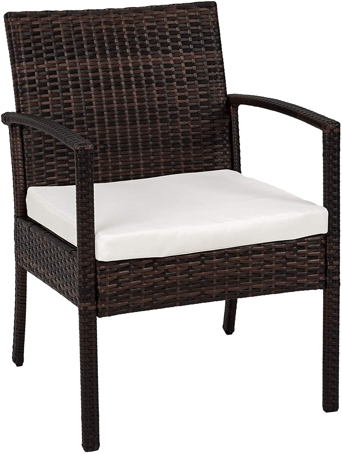 Poly Rattan garden furniture wicker set with glass table brown black