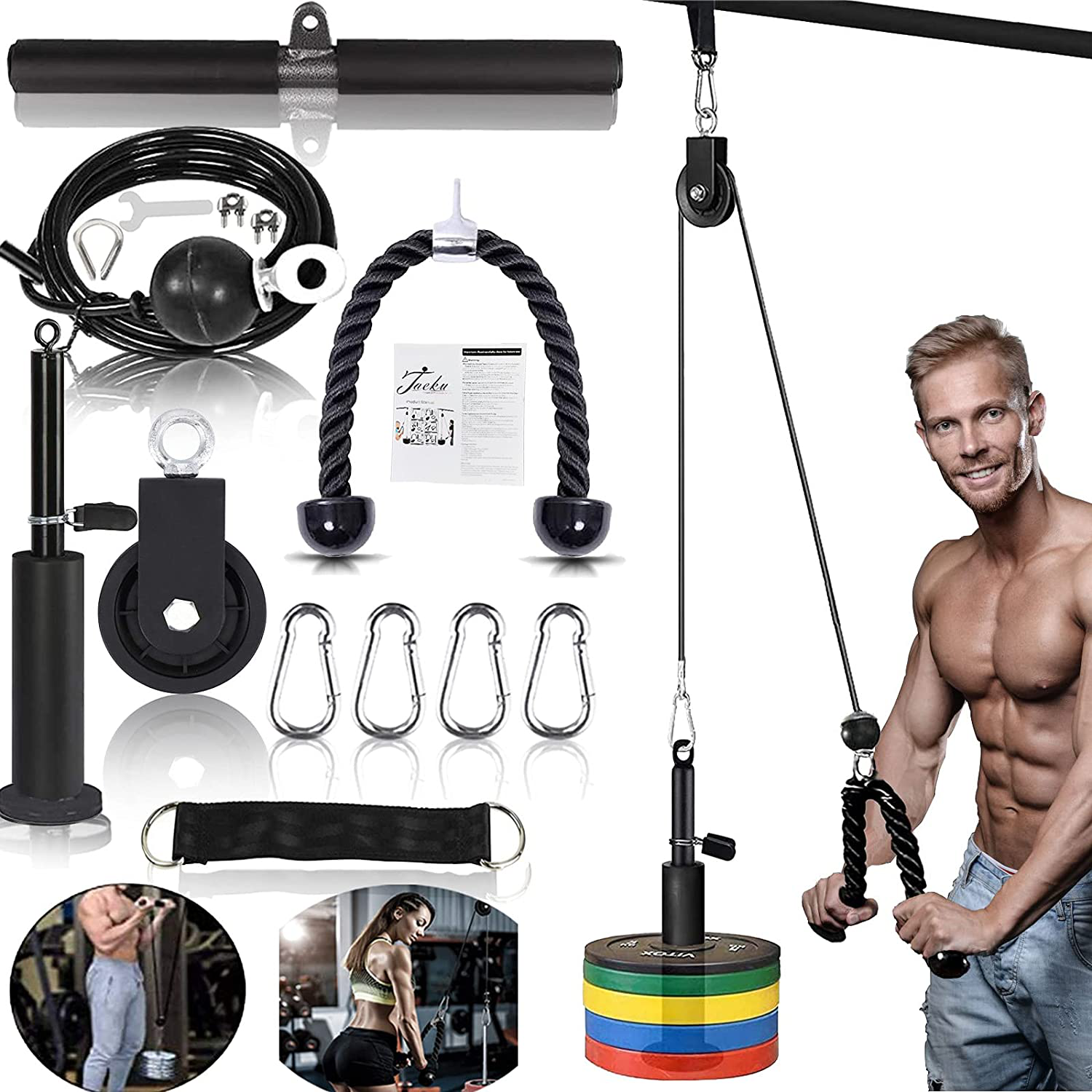 Kabelzug Pulley Fitness LAT Lift Flaschenzug System Professionelle Maschine Muskelkraft Home Gym Fitnessgeräte für Bizeps Curl Unterarm Trizeps