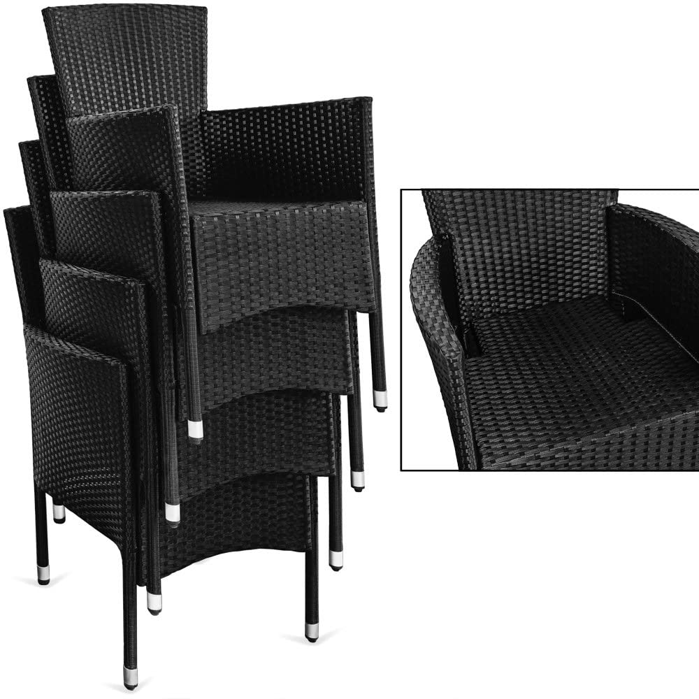 Polyrattan 4+1 seating set, Black