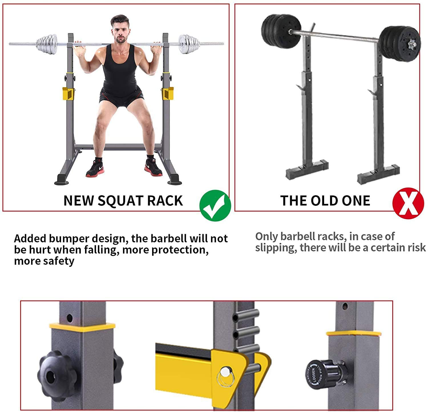 Squat Rack Adjustable Multi-Function Barbell Rack Dip Stand Gym Family Fitness Lifting Bench Press Push up Strength Training Dumbbell Rack