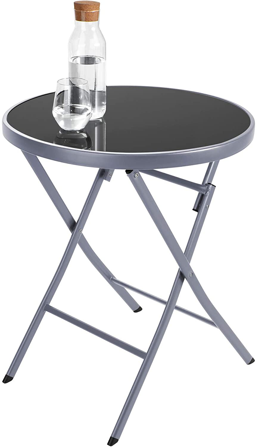 Bistro Set, Table with Glass Top and 2 Chairs, Robust Steel Frame, Easy to Assemble and Dismantle, Various Colours 