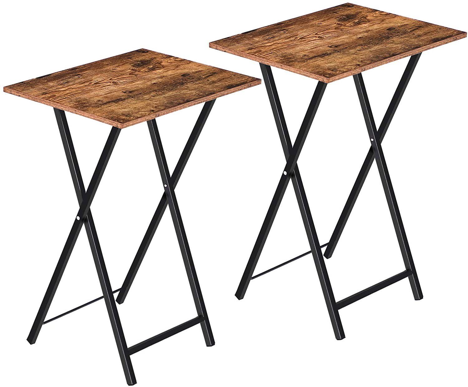 Set of 2 Side Tables, Folding Tray Tables, Serving Tables, Snack Tables, Industrial Style, Coffee Tables, TV Trays for Small Spaces, Easy to Assemble, Sturdy