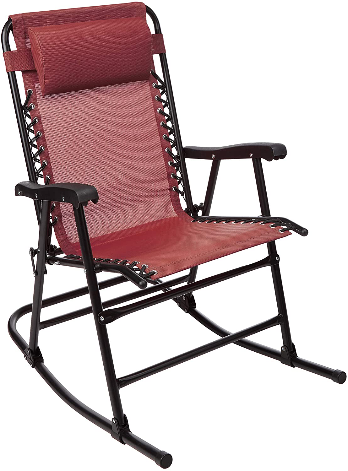 Foldable rocking chair with sun protection - black