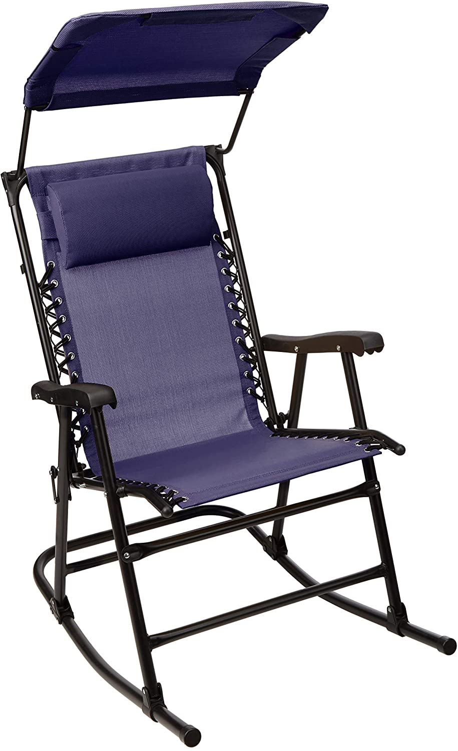 Foldable rocking chair with sun protection - black