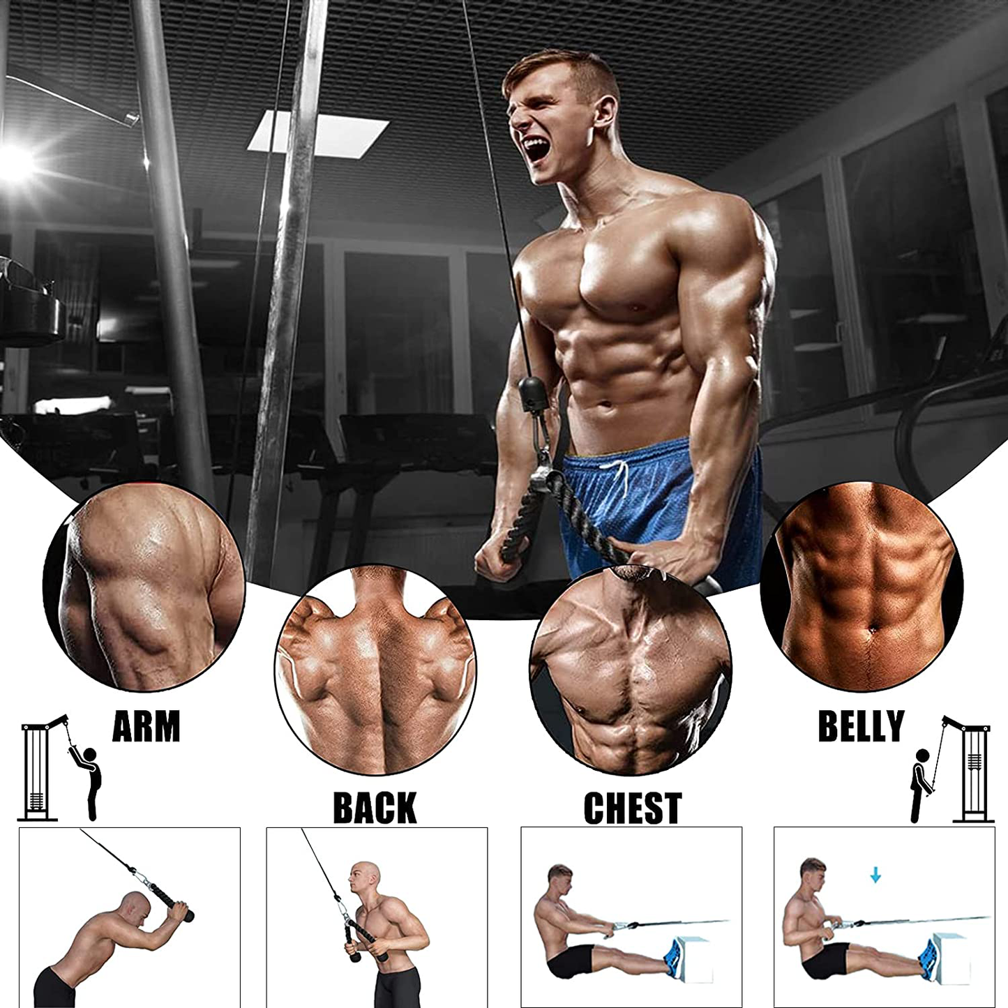 Kabelzug Pulley Fitness LAT Lift Flaschenzug System Professionelle Maschine Muskelkraft Home Gym Fitnessgeräte für Bizeps Curl Unterarm Trizeps