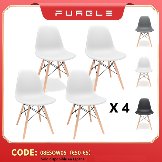 Furgle 4Pcs/Set Dining Chair Nordic Style Office Chair Plastic Kitchen Chairs Wooden Feet Dining Room Sets Living Room Chairs