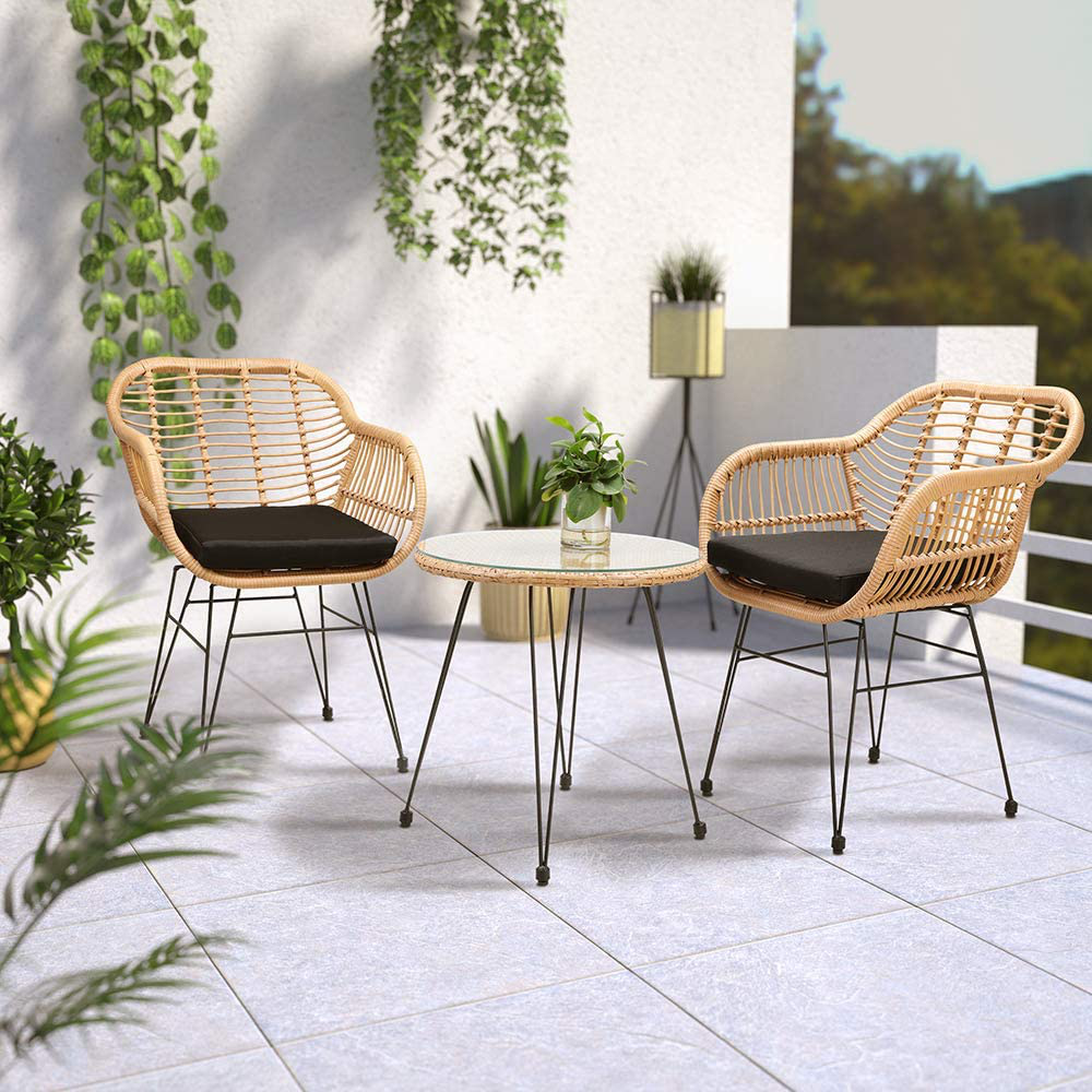 Rattan look side deals table