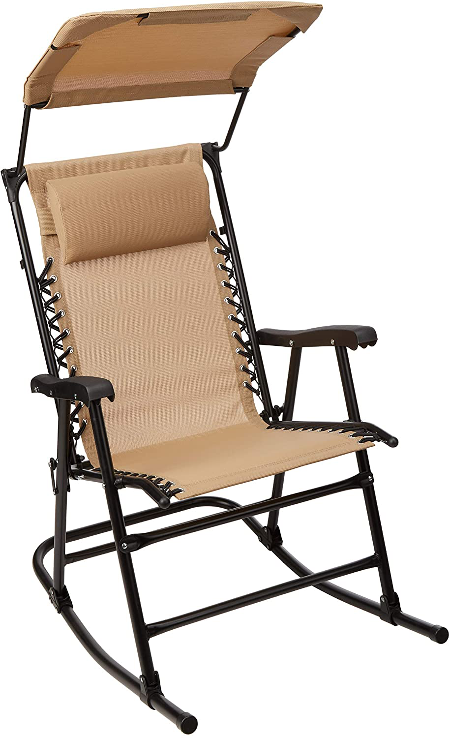 Foldable rocking chair with sun protection - black