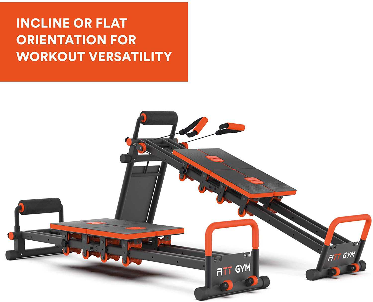 New Image Fitness Equipment FITTGym FITT Gym MultiGym Home Workout Machine, Collapsible & Easy Assemble, Adjustable Positioning for Total Body, Orange, Large