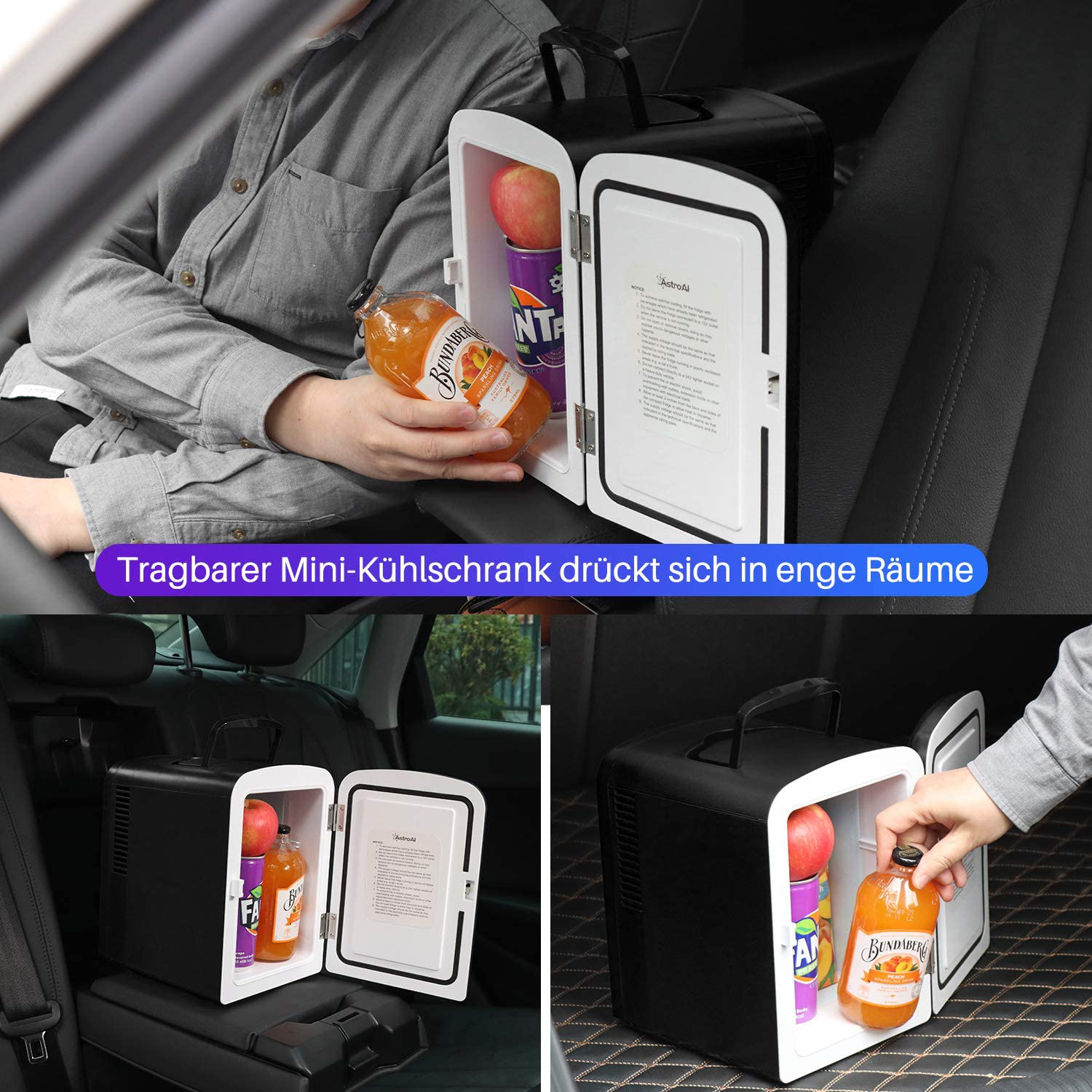 2-in-1 Mini Fridge, 4 Litres, with Cooling and Heating Function, 12 Volts using Cigarette Lighter and 230 Volts Socket for Cars, Offices and Dorms.