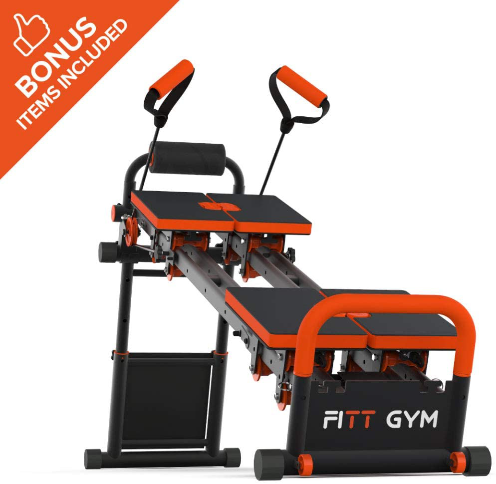 New Image Fitness Equipment FITTGym FITT Gym MultiGym Home Workout Machine, Collapsible & Easy Assemble, Adjustable Positioning for Total Body, Orange, Large