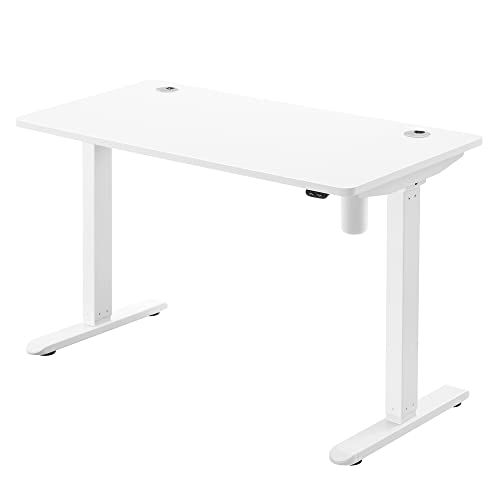 Electric Desk, Height-Adjustable, Desk Stand, Table Frame with Motor, 120 x 60 x (73-114), Steel, White