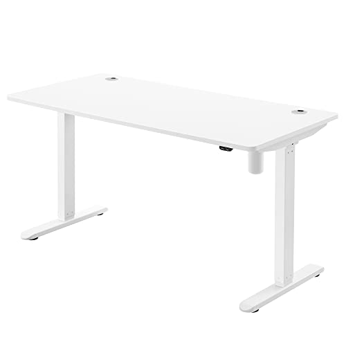 Electric Desk, Height-Adjustable, Desk Stand, Table Frame with Motor, 140 x 70 x (73-114) cm, Steel, White