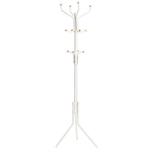 Metal Coat Rack, Clothes Stand, Hat Handbag Hanger, 182 cm Tall Hall Tree,  , creamy white/ Ivory