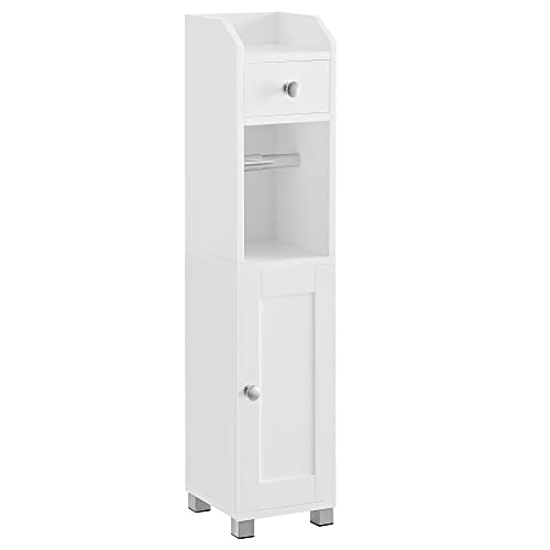 Toilet Cabinet, Bathroom Cabinet, Bathroom Shelf with Adjustable Shelf, Waterproof Feet, for Small Spaces, White