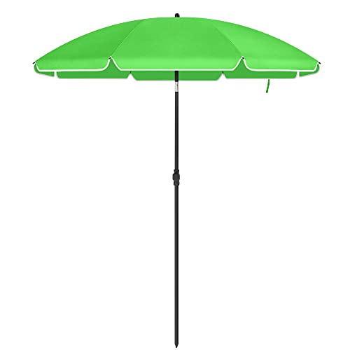 1.6 m Parasol, Beach Umbrella, UPF 50+, Sun Protection, Portable Octagonal Polyester Canopy, Fibreglass Ribs, Tilt Mechanism, Carry Bag, for Beach Garden Balcony Pool, Green