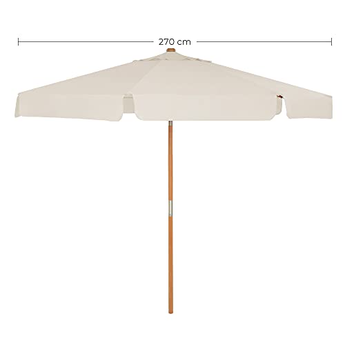 Parasol, Octagonal Garden Umbrella, Sun Protection up to UPF 50+, Parasol Pole and Umbrella Ribs, Made of Wood, Bendable, without Stand, Outdoor, Balcony, Patio, beige, 2,7 m