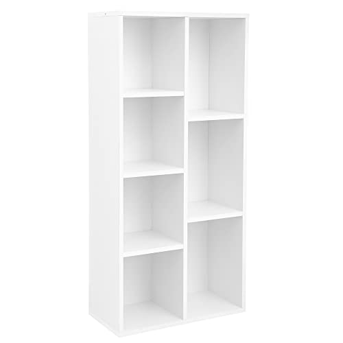 Bookcase, Kid's Bookshelf with 7 Compartments, Freestanding Storage Unit for Decor, in Living Room, Study, and Office, 50 x 24 x 106 cm, White