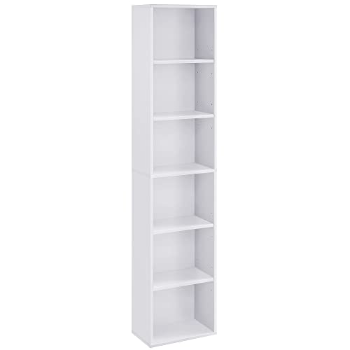 Scandinavian Style 6 Tier Bookcase Storage Shelf for Living Room Office Bedroom Study 40 x 24 x 178.5 cm White