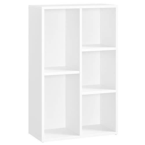 Bookcase, Wooden Kids Bookshelf with 5 Compartments, Floor Standing Storage Unit for Files, Decor, In Study Children’s Room, 50 x 24 x 80 cm, White