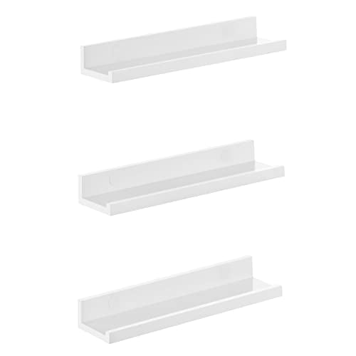 Wall Shelf 3 Set Floating Shelves Ledge for Picture Frames and Books, 38 x 10 cm, MDF White